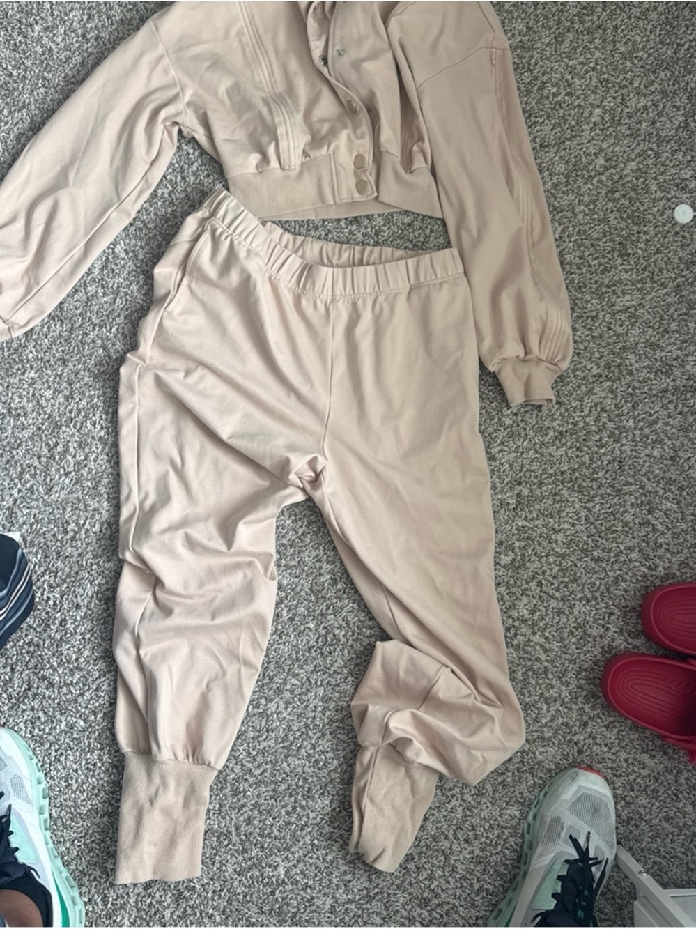 SWANK Beige Elastic-Waist Jogger Pants